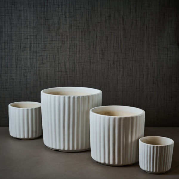 White Textured Cylinder Planter (Set of 4)