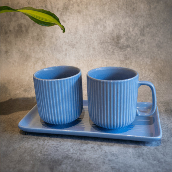 Strip Mug With Tray 3Pcs