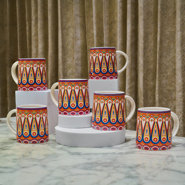 Rajasthani Hand painted design mugs - set of 6