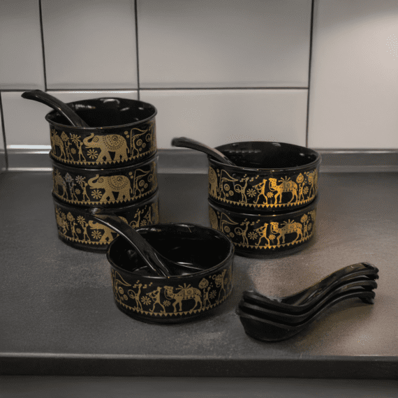 Soup Set Black Shine Transfer 12Pcs