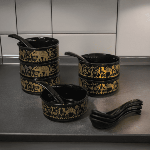 Soup Set Black Shine Transfer 12Pcs