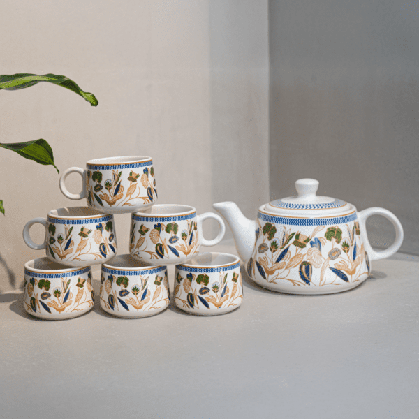 Alive Morning Set Transfer – Hand-Painted Ceramic Tea Set | Elegant Floral Design