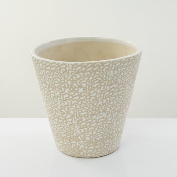 Big Ceramic White Textured 26 cm Planter/Vase for home/cafe/restaurant/garden Decor - Image 2