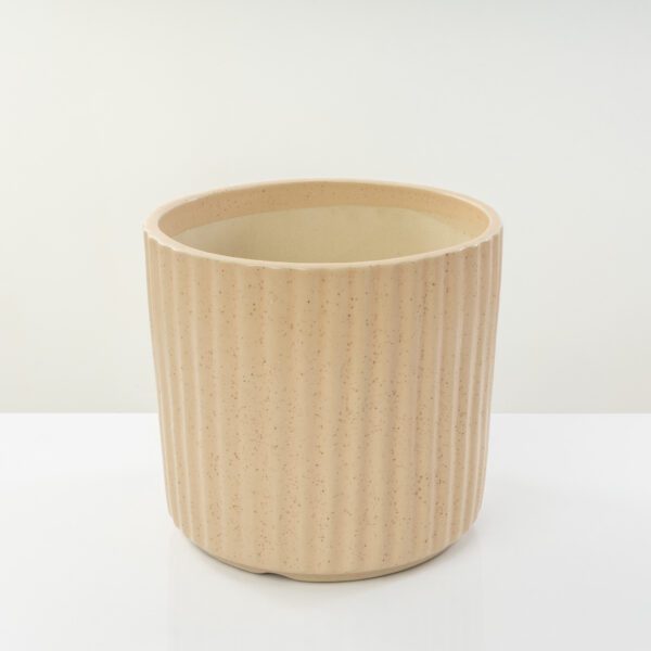 Ceramic Round Vertical Stripes Beige 25cm Planter/ Pot for plants