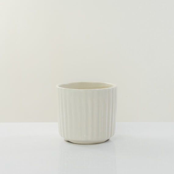 Small Pure white Striped Planter
