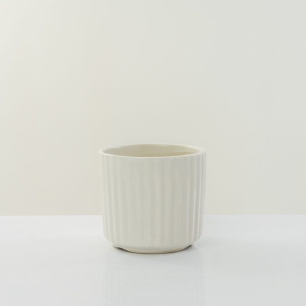 Small Pure white Striped Planter