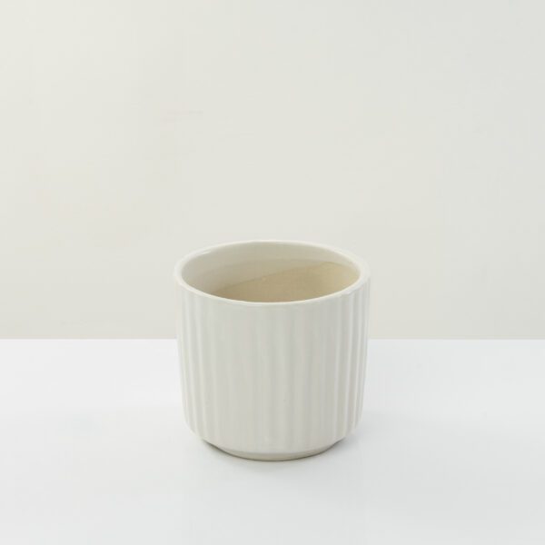 Small Pure white Striped Planter - Image 2