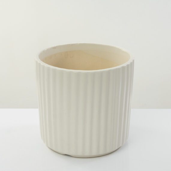 Large Pure white Striped Planter