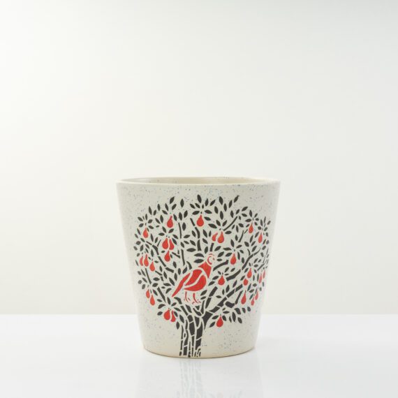 Stylish Red Bird Ceramic Planter Pot || Decorative Pot With Drainage Holes for Indoor & Outdoor Plants(19.5 cm)