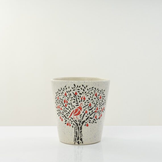 Decorative Red Bird Ceramic Planter Pot With Drainage Holes for Indoor & Outdoor Plants (15 cm)