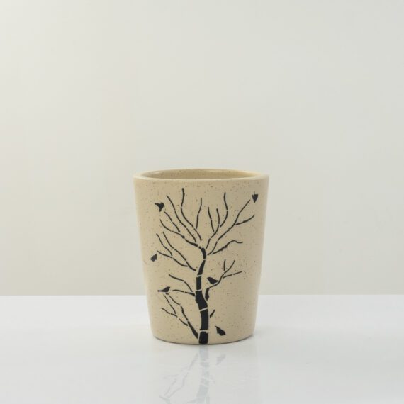Beige Handmade Ceramic Cone Pot (13cm)
