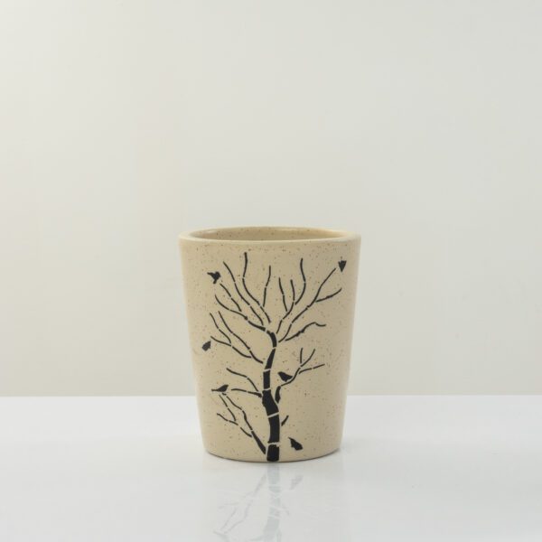 Beige Handmade Ceramic Cone Pot (13cm)