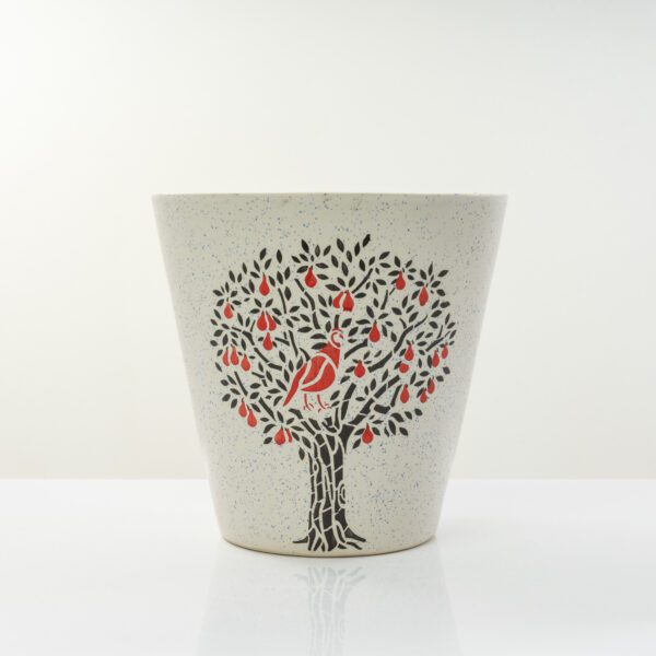 Stylish Red Bird Ceramic Planter Pot || Decorative Pot With Drainage Holes for Indoor & Outdoor Plants(26cm)