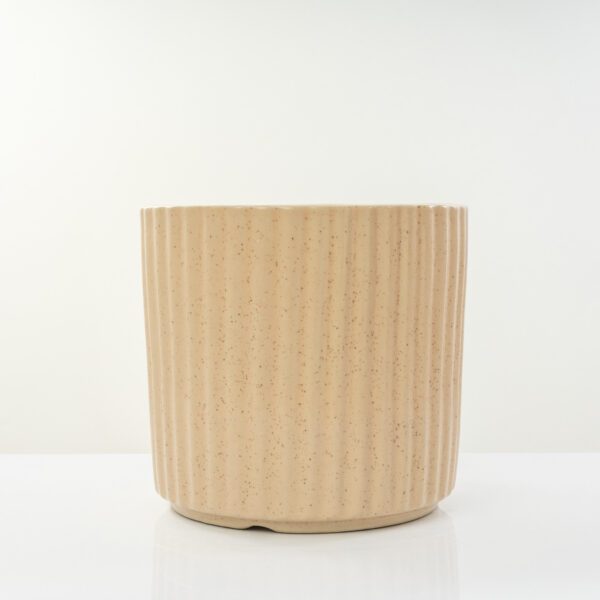 Ceramic Round Vertical Stripes Beige 25cm Planter/ Pot for plants - Image 2