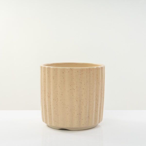 Ceramic Round Vertical Stripes Beige 16 cm Planter/ Pot for plants