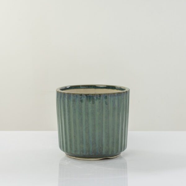 Modern Aqua Green textured 12.5 cm Ceramic planter/ plant pots for balcony/ plant for outdoor &indoor