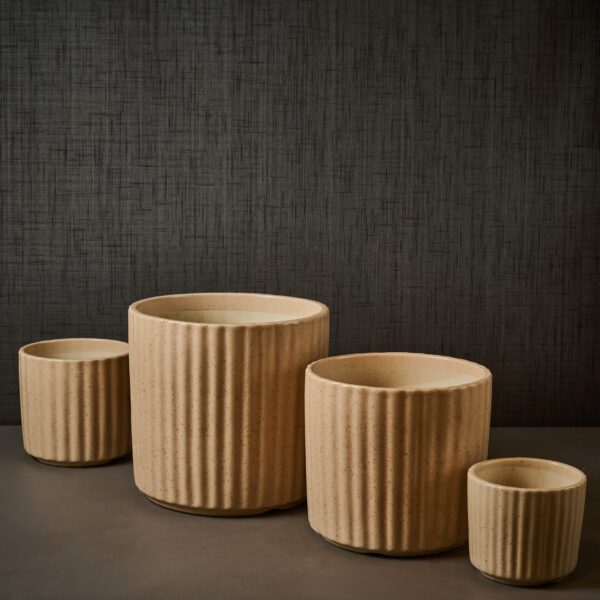 Ceramic Round Vertical Stripes Planter/ Pot for plants- set of 4