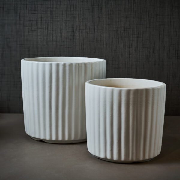 Stylish White line design ceramic planter Large combo