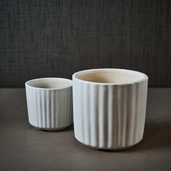 Stylish White line design ceramic planter Mini combo