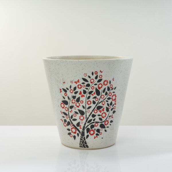 Black & Red Decorative Bucket shaped Ceramic Planter Set of 4/ Garden Planter/ Balcony/ Planter