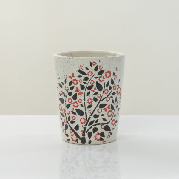 Small Ceramic Planter with black & red plant of 13cm/ table planter/ indoor decor planter