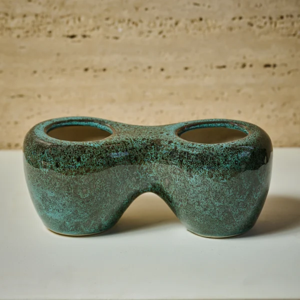 Dark green Textured Mosaic Dual Small Planter/ Home Décor