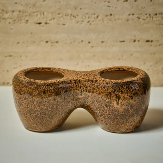 Mosaic Brown Double ceramic small planter/table planter/ café décor planter