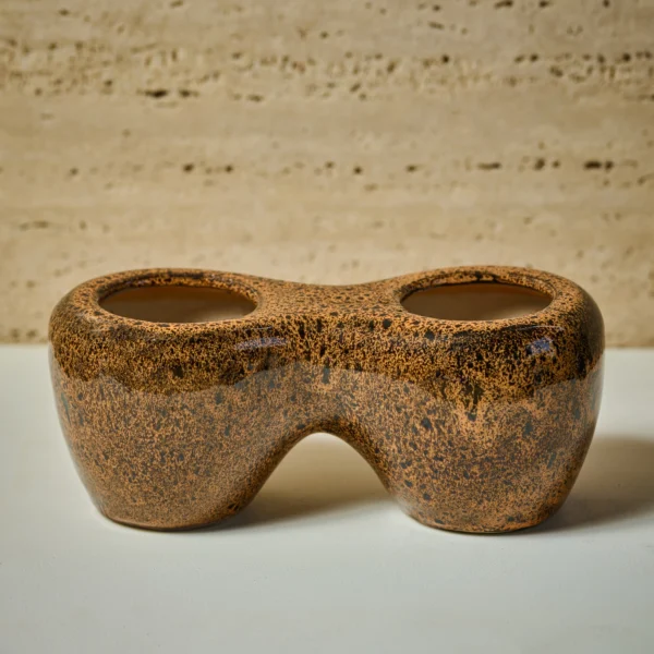 Mosaic Brown Double ceramic small planter/table planter/ café décor planter