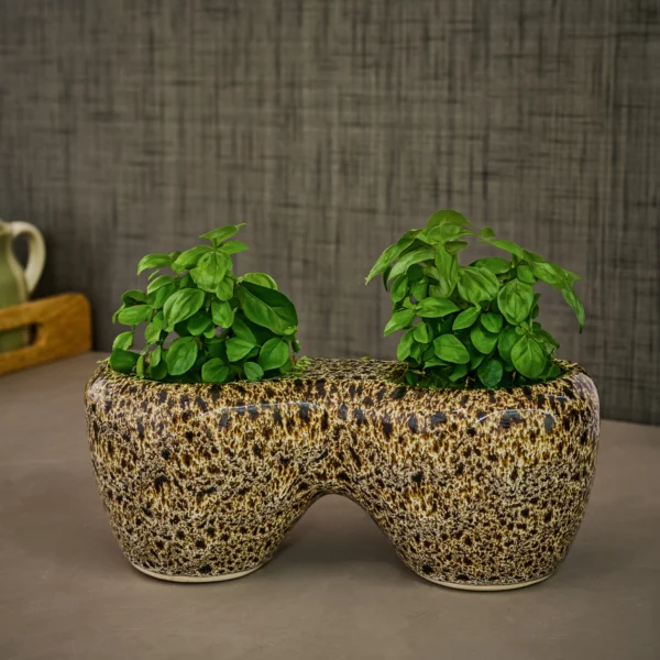 Dark yellow mosaic Double Gamela/ Small ceramic planter