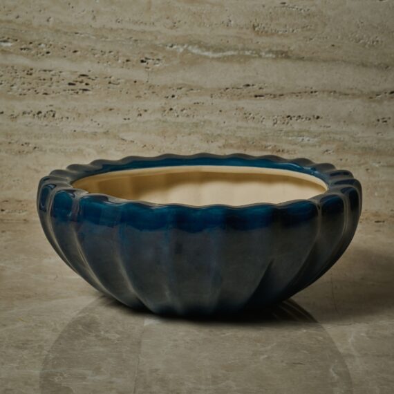 Medium Blue Shell design Ceramic Planter / Home Décor planter