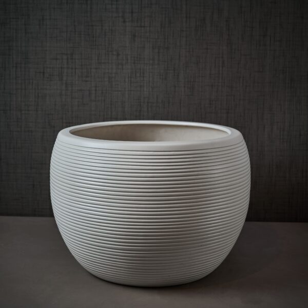 Grey Striped Ceramic Planter in Semi Sphere Shaped for All Plant Types
